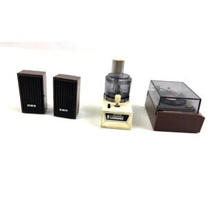 Rare Vintage Wind-Up Toy Appliances - 4pc Miniature Kitchen & Audio Set DISPLAY